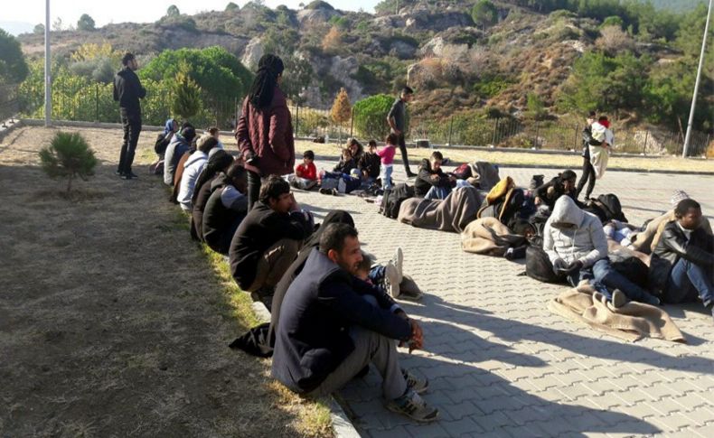 İzmir'de kayalıklara saklanmış 46 kaçak yakalandı