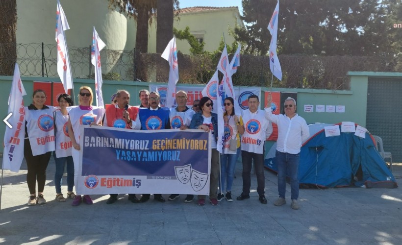 Eğitim-İş İzmir Şubeleri'nden 'çadırlı' protesto