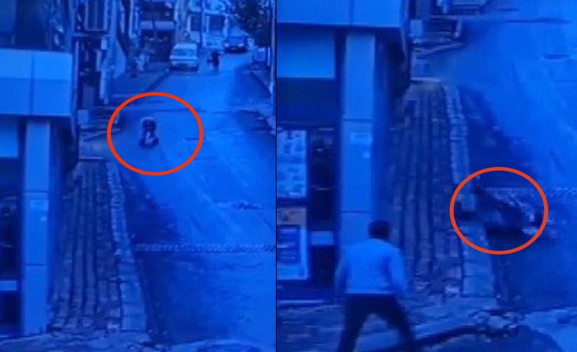 İzmir'de yürekleri ağza getiren görüntü: Bebek arabası yokuş aşağı böyle kaydı