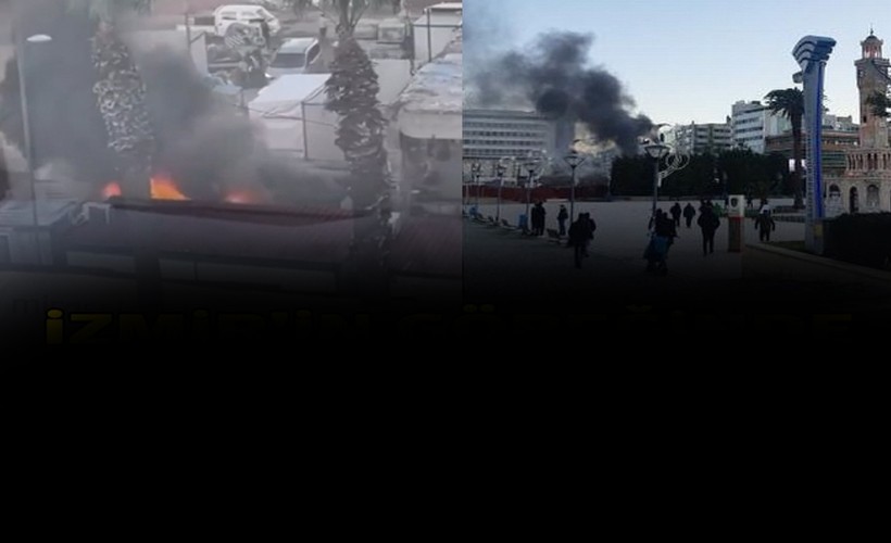 Konak Atatürk Meydanı'nda korkutan yangın