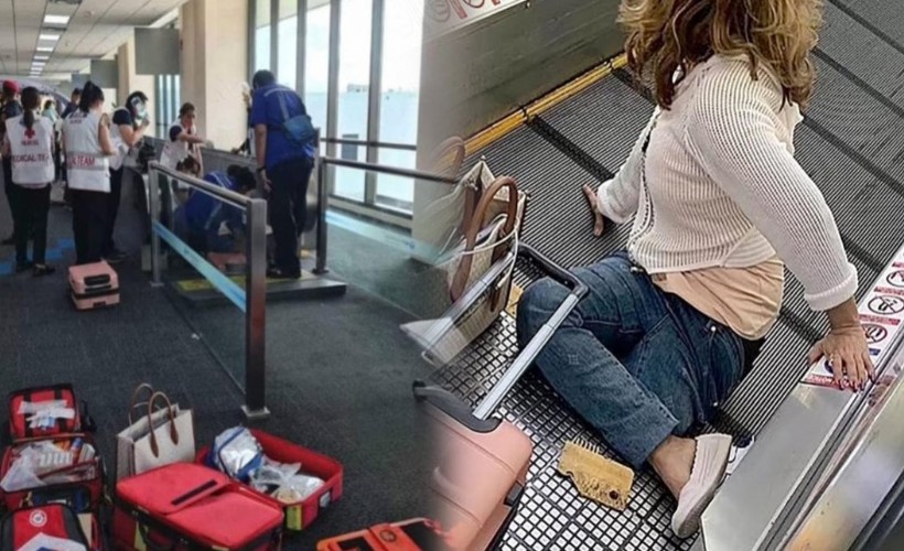 Havalimanında bir yolcunun yürüyen banta sıkışan bacağı, kesilerek kurtarıldı