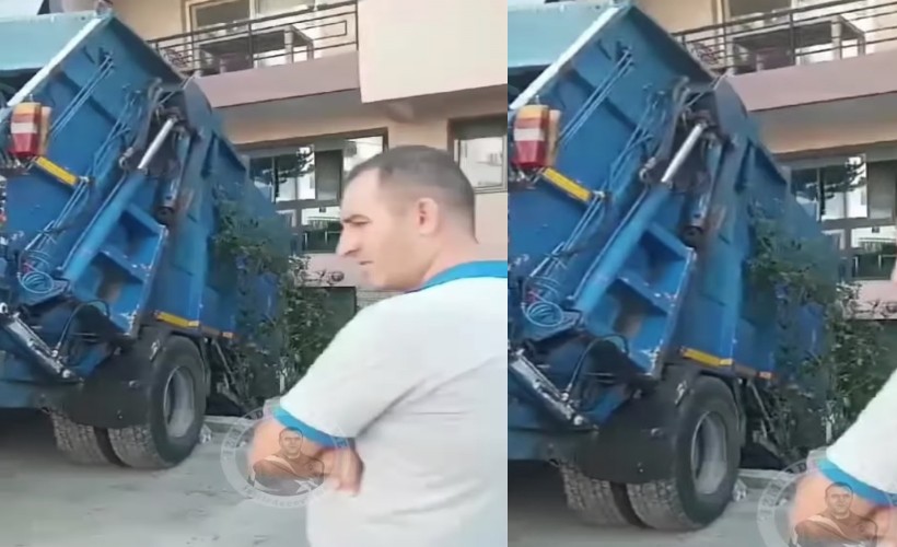 İzmir'de akılalmaz kaza; Freni boşalan çöp kamyonu eve daldı