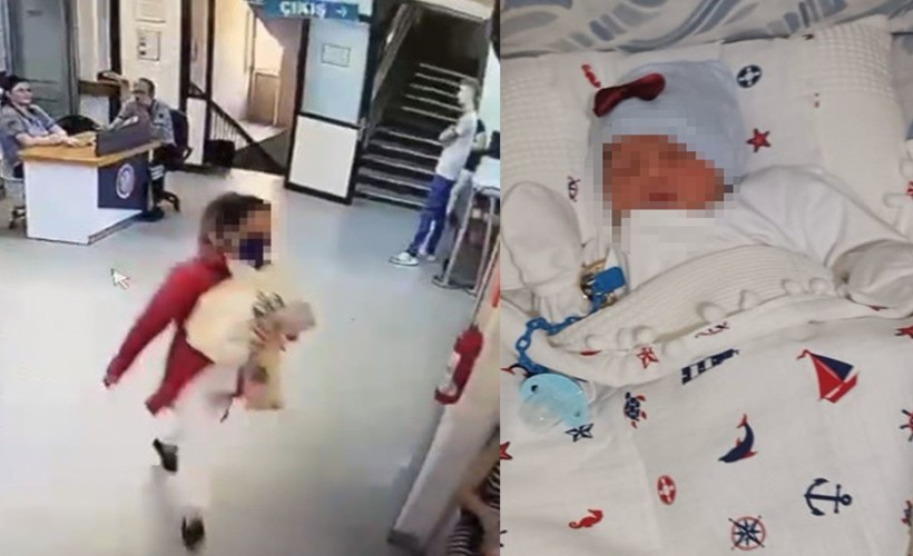 İzmir'de hastaneden bebeğin kaçırıldığı anlar kamerada