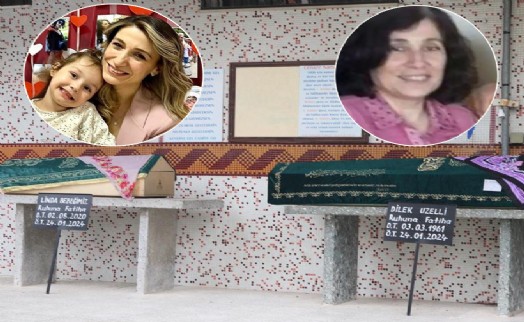 İzmir'deki doçent vahşetinde anneanne ve torunu son yolcuklarını uğurlandı