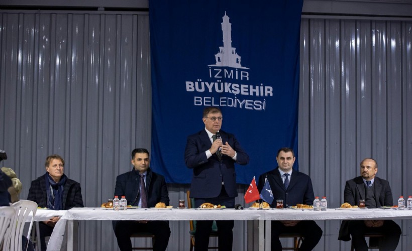 Başkan Tugay şantiyede Büyükşehir Belediyesi emekçileriyle buluştu