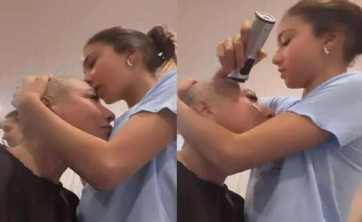 Işın Karaca saçlarını kızına kazıttı