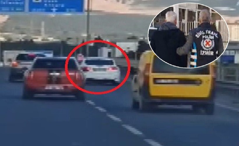 İzmir'de makas atarak trafiği tehlikeye atan sürücü yakalandı