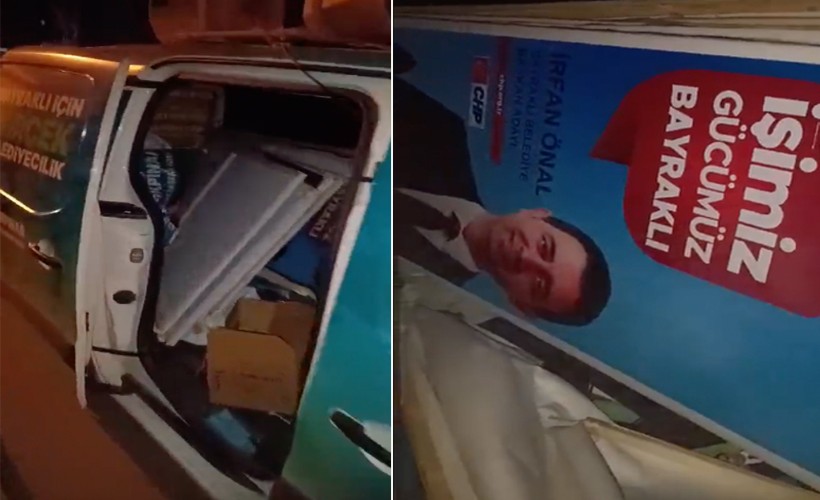 AK Parti seçim aracında CHP'li adayın afişleri çıktı: İki aday buluştu!