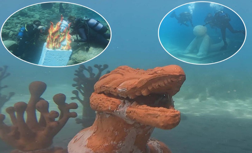 Bodrum'da 6 heykel sanatçısının eserleri deniz altında sergileniyor