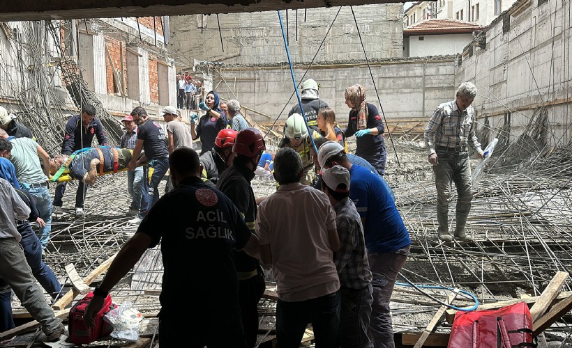 Okul inşaatında beton dökümü sırasında çökme: 5 yaralı