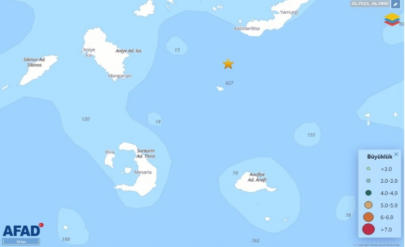 Ege Denizi'nde 4.4 büyüklüğünde deprem