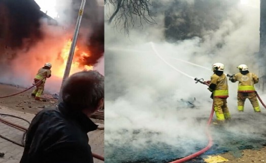 Ahşap paletlerde başlayan yangın, evlere sıçradı