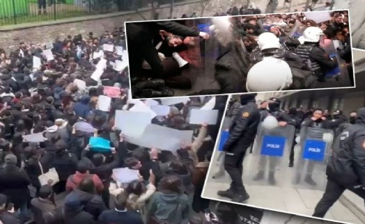 İ.Ü.'deki İmamoğlu protestosunda öğrencilere çok sert müdahale!