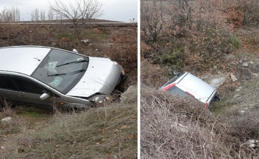Kütahya'da su menfezine düşen otomobilin sürücüsü yaralandı