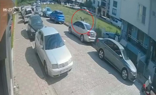 Sokak köpeklerinden kaçmak isterken başını park halindeki otomobile çarptı