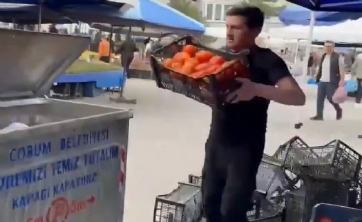 Tepki gösterip domatesleri çöpe döken pazarcıya 17,2 milyon TL ceza