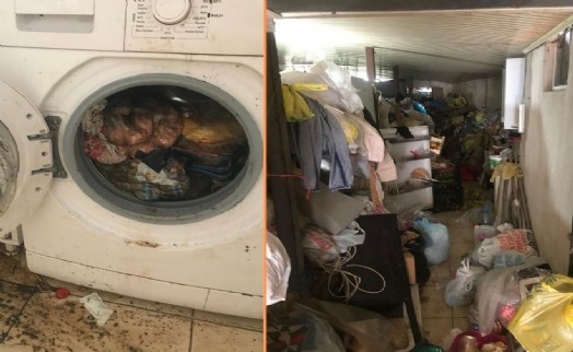 Kötü koku yayılan evden 4 kamyon dolusu çöp çıktı