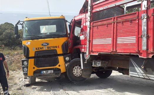 Beton mikseri ile kamyonun arasında sıkışan sürücü feci şekilde can verdi