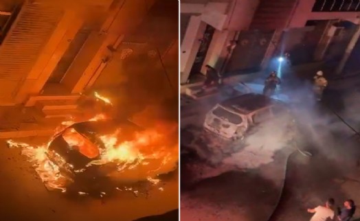 Otomobil alev alev yandı: Kundaklama mı?