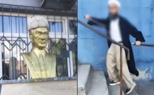 Atatürk büstüne 'gerici' provokasyon: Büstü balyozla kıracakmış!