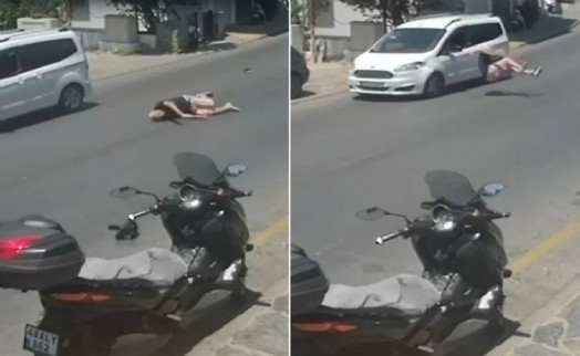 Bodrum'da hafif ticari aracın çarptığı yaya yaralandı; kaza kamerada