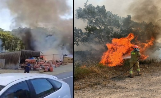 Hasır ürünler satan işyeri yangında küle döndü