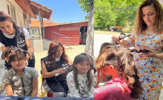 Muğla'da gönüllülerden öğrencilere saç bakımı