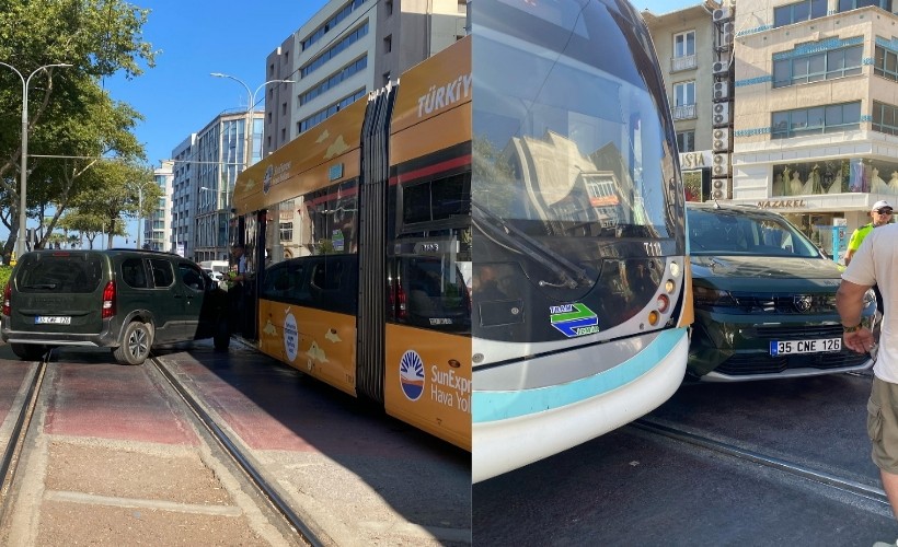Çankaya'da korkutan kaza! Tramvay ile araba çarpıştı