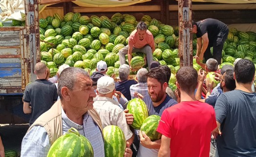 Üreticiden 20 ton karpuz satın aldı ücretsiz dağıttı