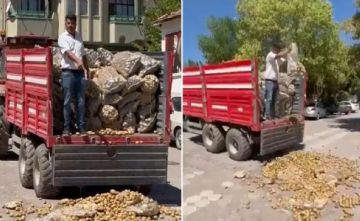 Köy meydanında yurttaşa ücretsiz patates dağıtan çiftçiye soruşturma