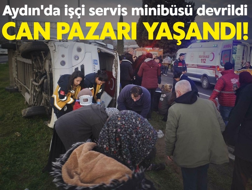 Aydın'da işçi servis minibüsü devrildi; 16 yaralı