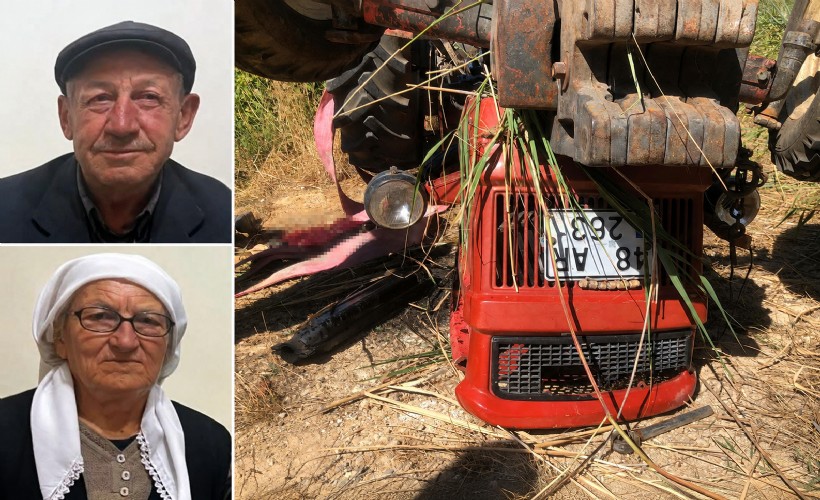 Devrilen traktörün sürücüsü ile yanındaki eşi öldü