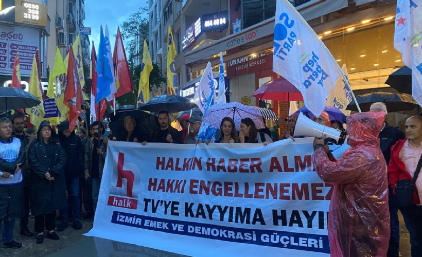 Halk TV'ye kayyım atanmasına İzmir'de tepki: 'Basın özgürlüğüne darbedir'