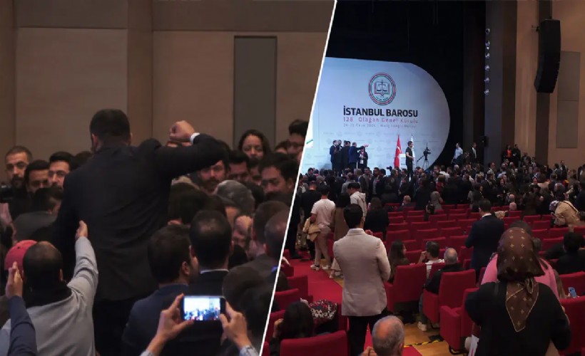İstanbul Barosu Genel Kurulu'nda yumruklu kavga: Toplantıya 15 dakika ara verildi