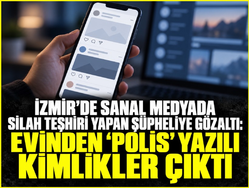 İzmir’de sanal medyada polis armasıyla silah teşhiri yapan şüpheliye gözaltı