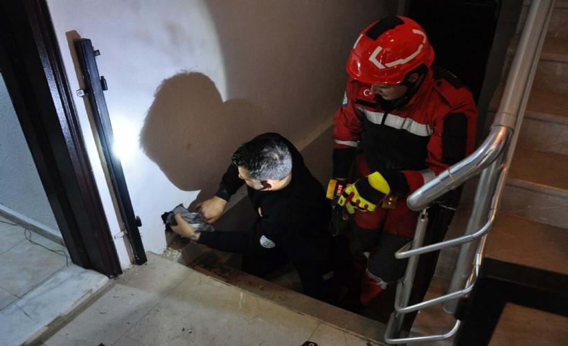 Baca boşluğuna düşen güvercin kurtarıldı