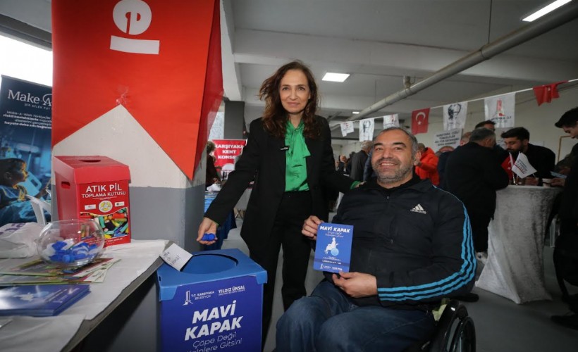 Aliağa’dan Karşıyaka’ya iyilik köprüsü: 'Mavi Kapak' kampanyasına 200 kilogramlık destek