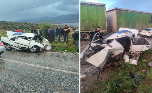 Manisa'da otomobil ile TIR çarpıştı: 1 ölü, 2 yaralı