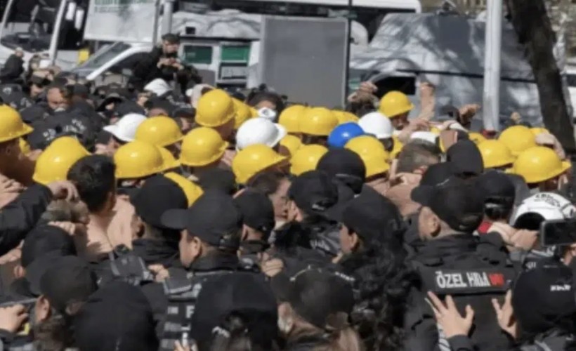 Bakanlığın önüne yürümek isteyen işçilere izin verilmedi: Madenciye biber gazı
