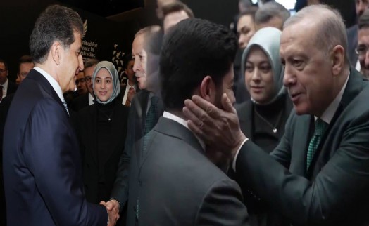 Liderler zirvesinde dikkat çeken görüntü: Erdoğan'dan genç Barzani'ye sıcak karşılama