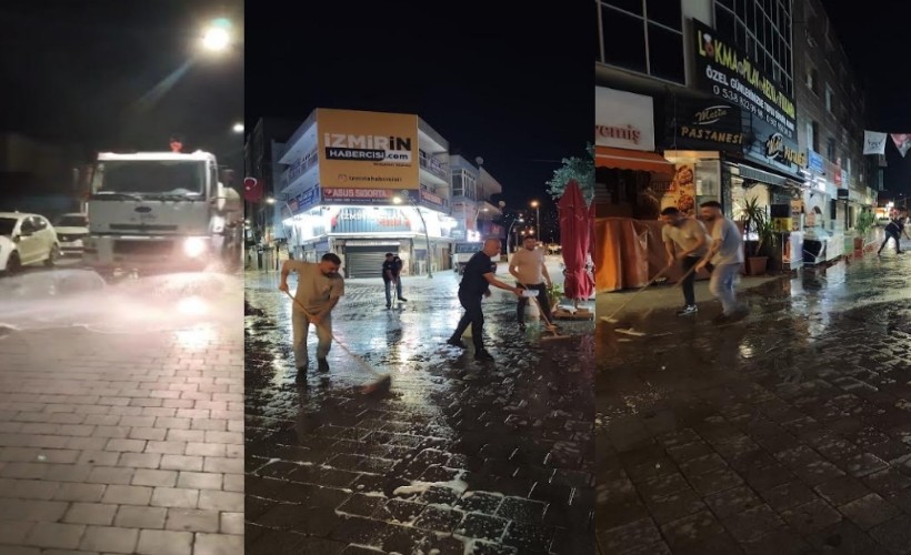 Çiğli bayrama hazır: Gece boyu süren temizlik mesaisi