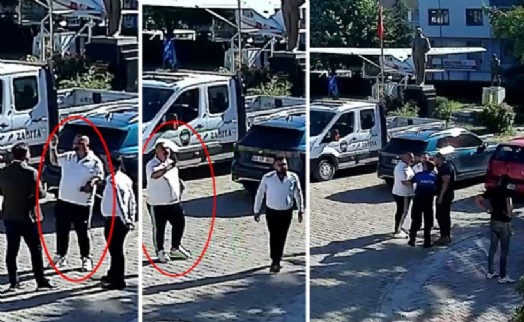 Belediye başkanına ait aracın yanında kesici aletle beklerken fark edilen şüpheli yakalandı