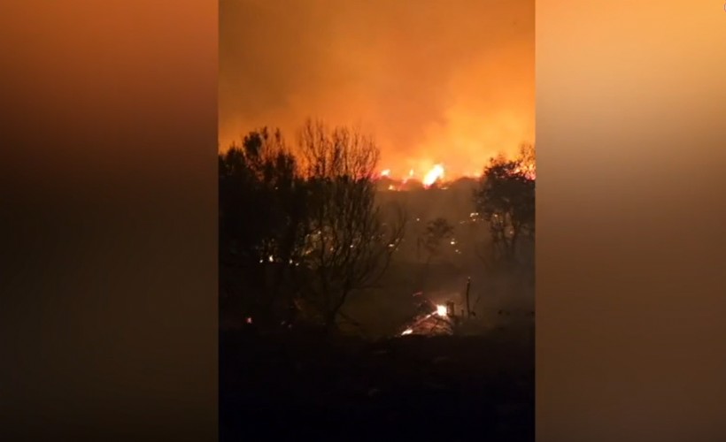 Bir yangın da Dikili'de çıktı; Alevlere müdahale sürüyor
