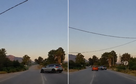 Datça'da iki otomobilin çarpışması kamerada