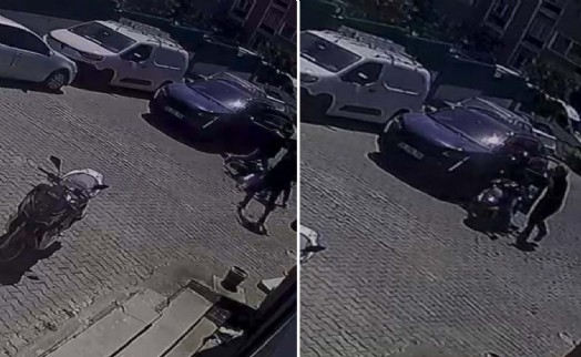 İzmir'de trafikte dehşet: Motosiklet sürücüsünü darp etti, o anlar kamerada!