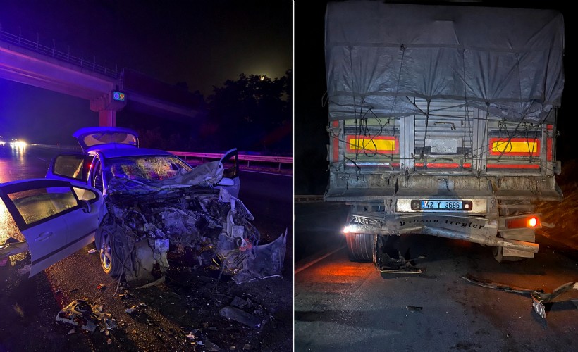 Otomobil kamyona çarptı: 1 ölü, 2'si çocuk 3 yaralı
