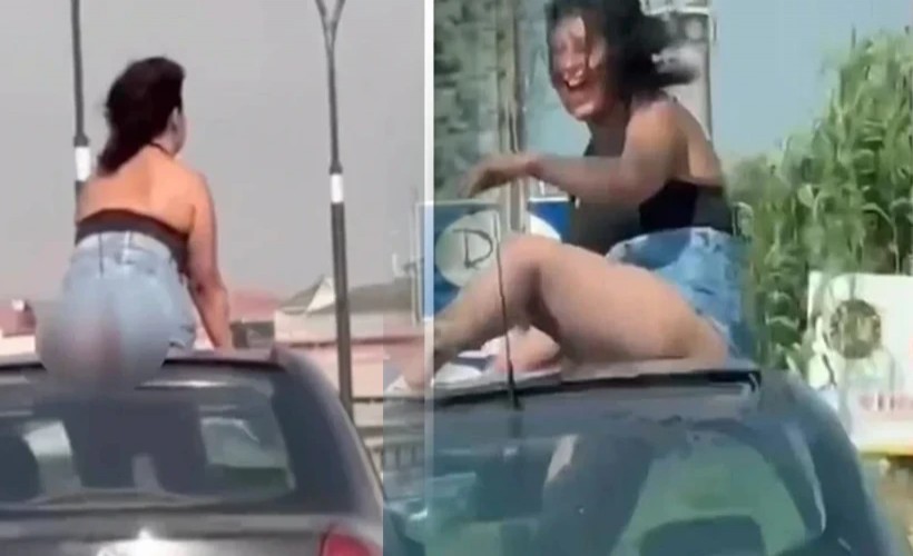 Araç üzerinde 'hayasızca hareketlerde' bulunan kadın ve sürücü gözaltına alındı
