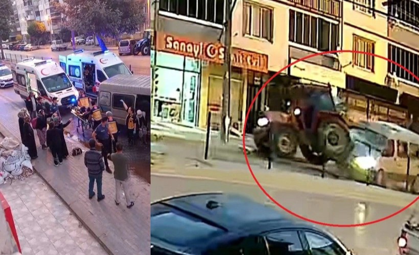 Tarım işçilerini taşıyan minibüs traktöre çarptı: 10 yaralı