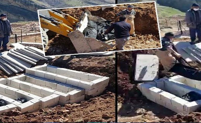 Adıyaman'da skandal görüntüler: Belediye yol için mezarları taşıdı