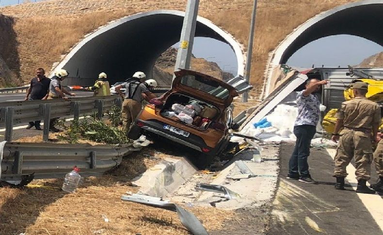 İzmir'de lastiği patlayan tır dehşet saçtı: 1 ölü, 5 yaralı